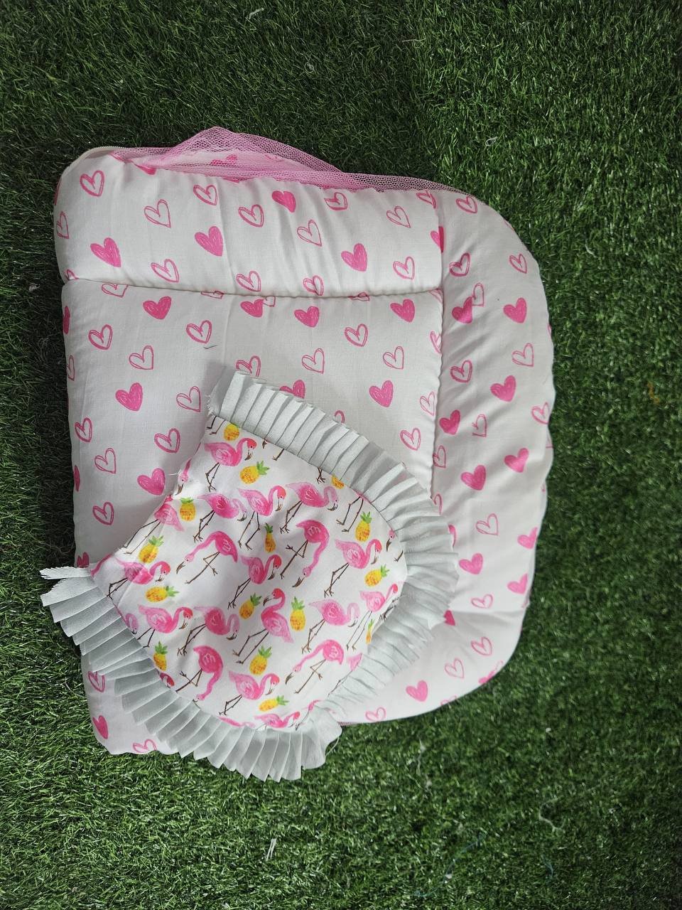 GODADI WALA Present Print Cotton Bedding Set Thick Base Foldable with Mosquito Net and Head Pillow - Zip Closure - Image 4