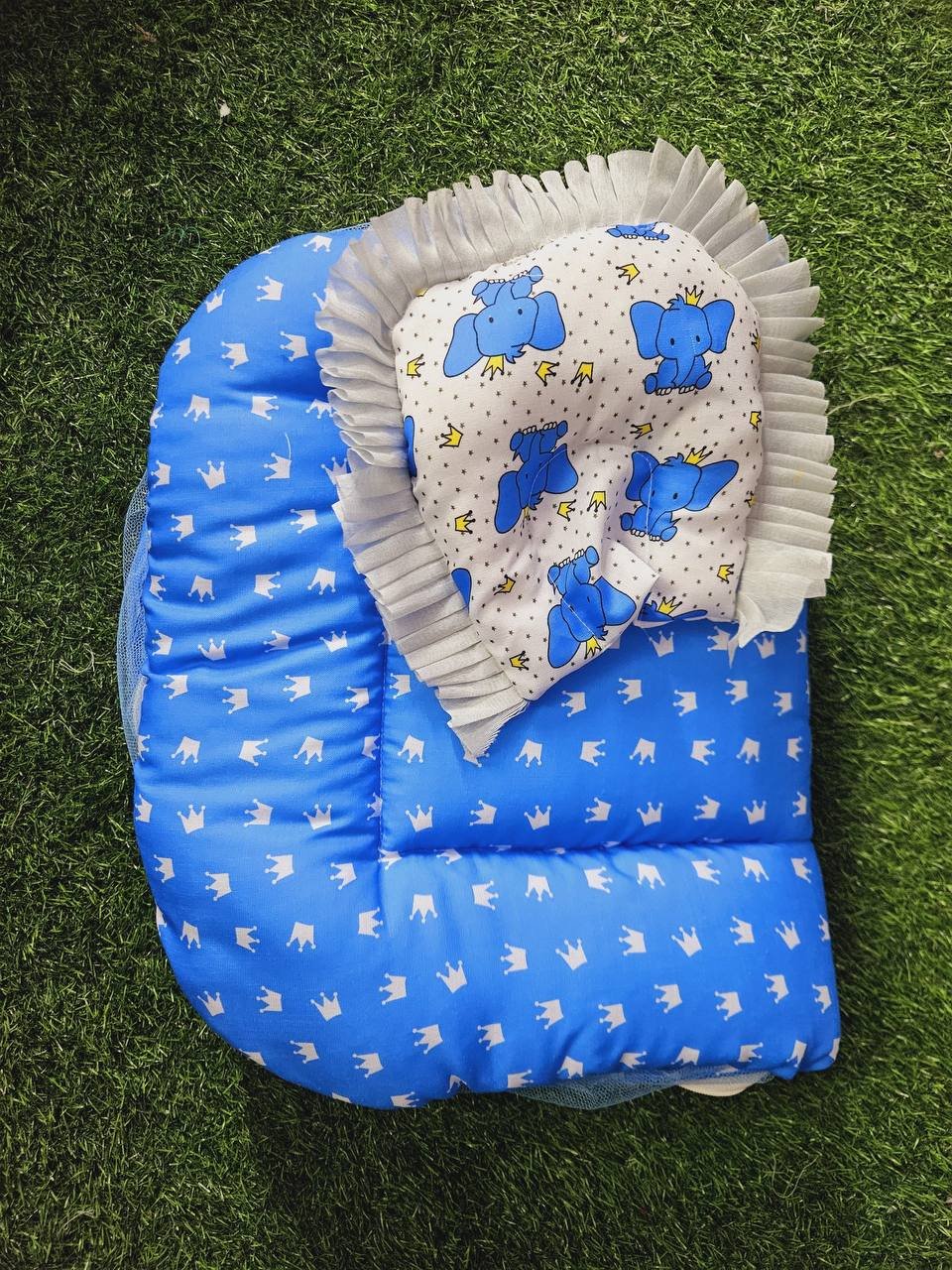 GODADI WALA Present Print Cotton Bedding Set Thick Base Foldable with Mosquito Net and Head Pillow - Zip Closure - Image 4