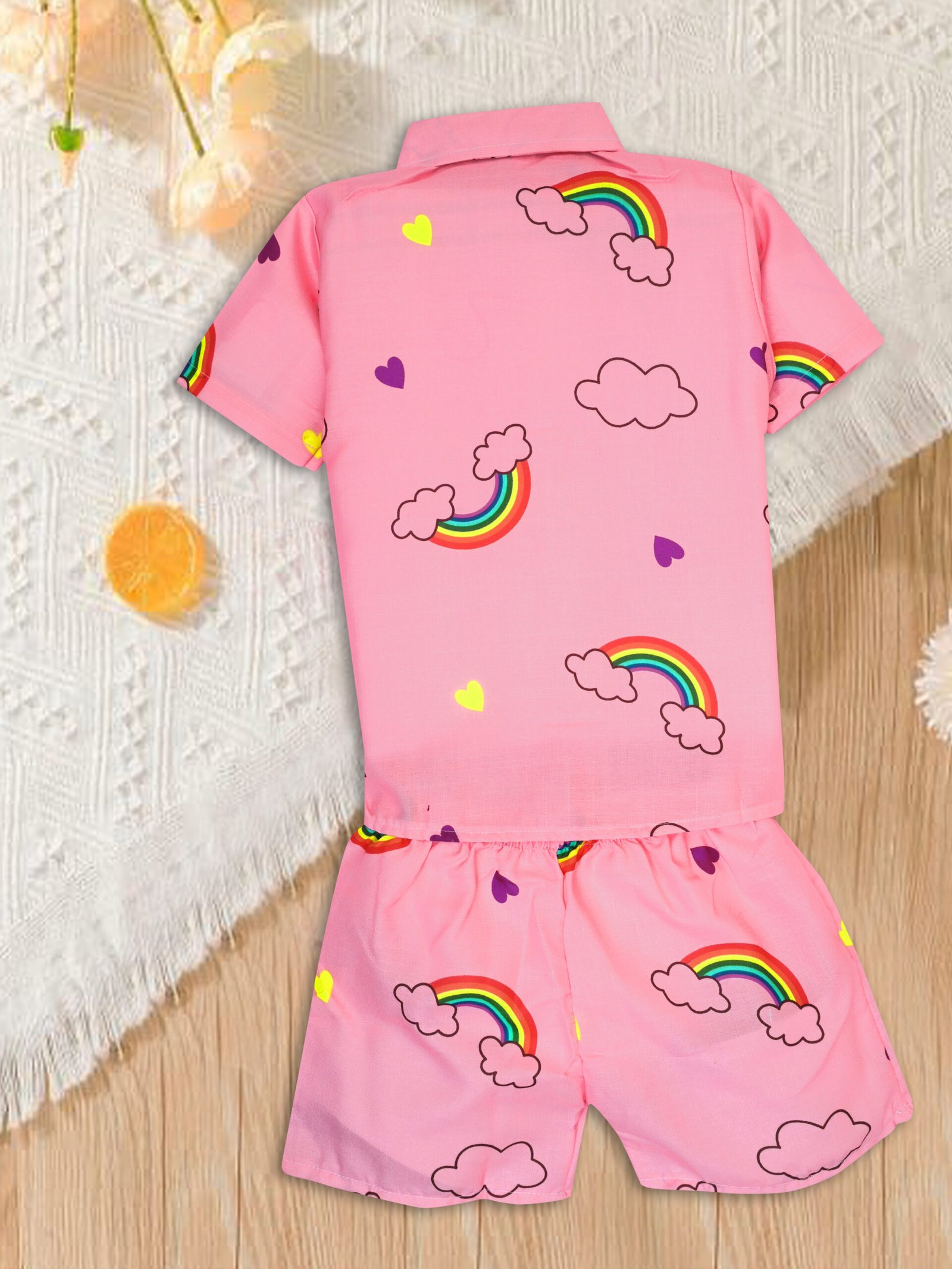 GODADI WALA Kidswear present a new born baby 1 pcs Cloth Pair set (PINK RAINBOW) - Image 3