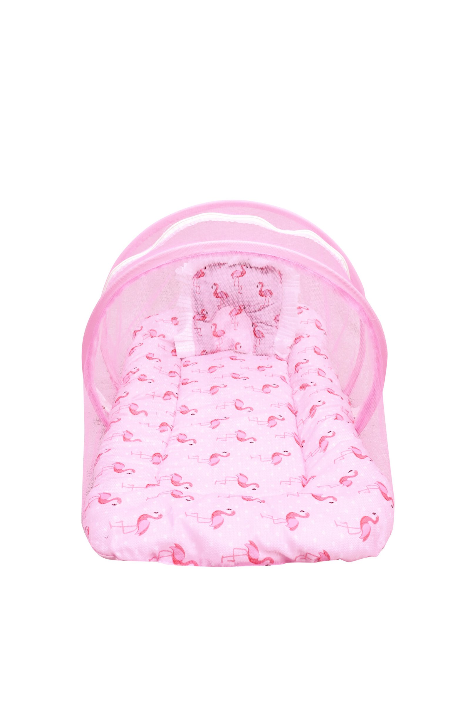 GODADI WALA Present Print Cotton Bedding Set Thick Base Foldable with Mosquito Net and Head Pillow - Zip Closure (pink duck) - Image 6