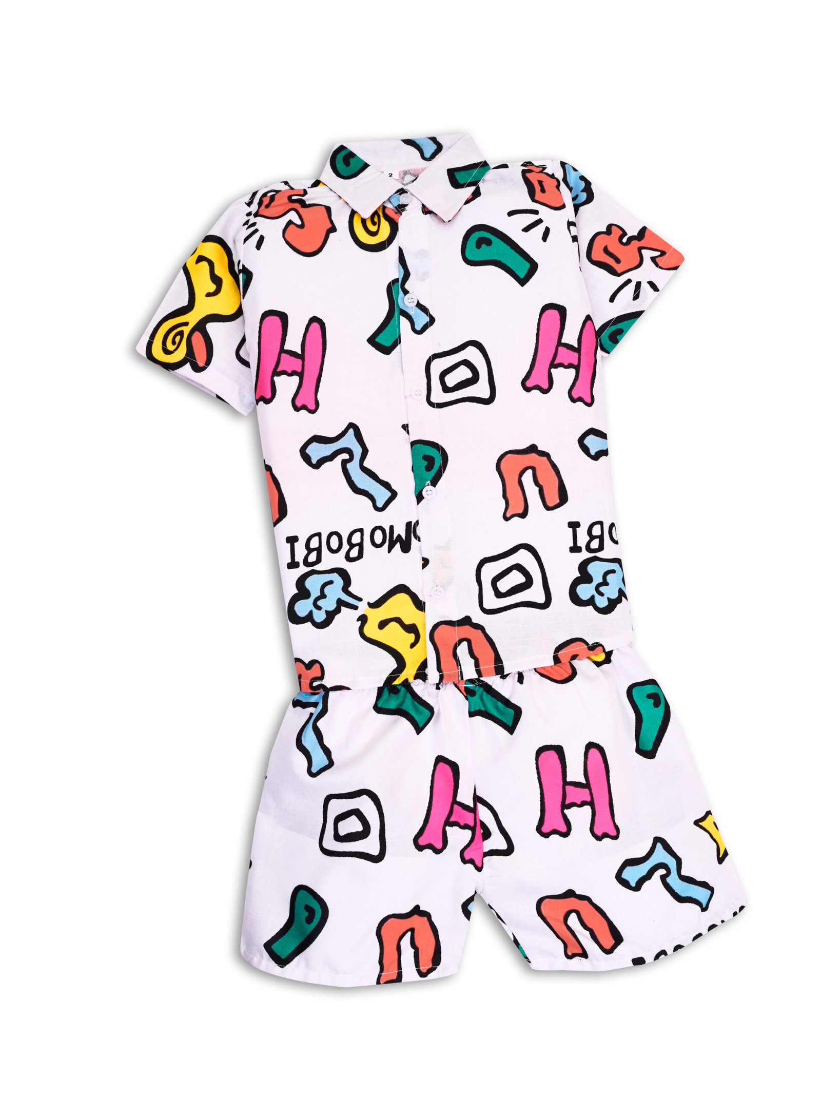 GODADI WALA Kidswear present a new born baby 1 pcs Cloth Pair set (WHITE ABCD DESIEN) - Image 3