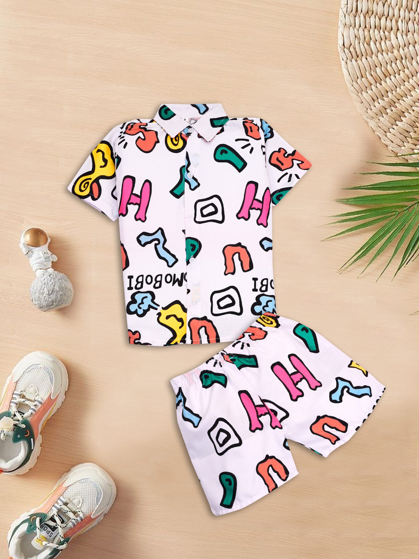 GODADI WALA Kidswear present a new born baby 1 pcs Cloth Pair set (WHITE ABCD DESIEN)