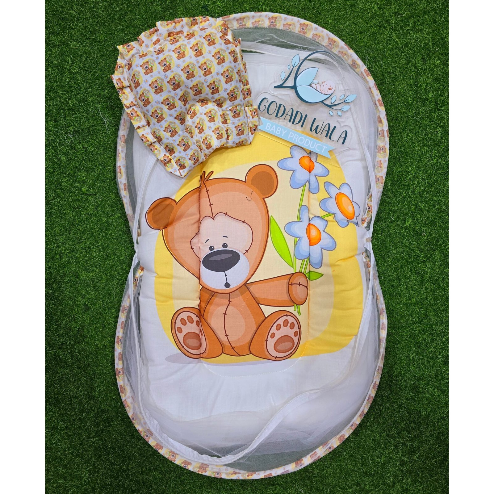GODADIWALA COMBO OF BABY MATTRESS WITH NET | SLEEPING BAG | 9 PCS BEDDING SET(0-6 MONTHS) - Image 7