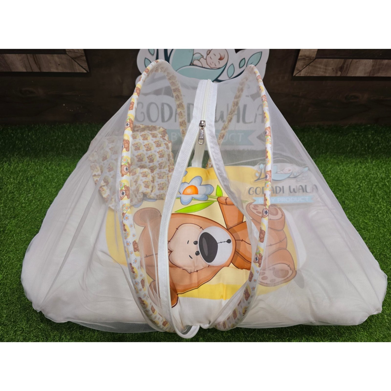 GODADIWALA COMBO OF BABY MATTRESS WITH NET | SLEEPING BAG | 9 PCS BEDDING SET(0-6 MONTHS) - Image 6