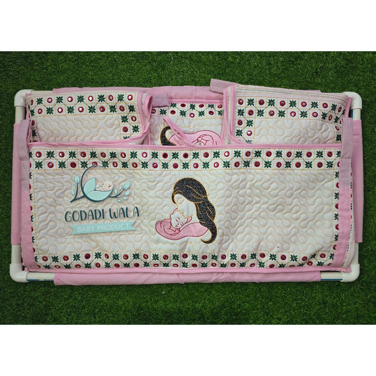 GODADI WALA baby Embroidery Work Khoya (Mom-Son) (Pink)